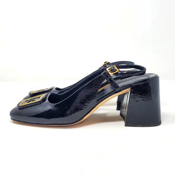 Tory Burch Georgia Slingback Pumps 70MM Naplack Cow Perfect Black 137065 Size 8 - Picture 5 of 11